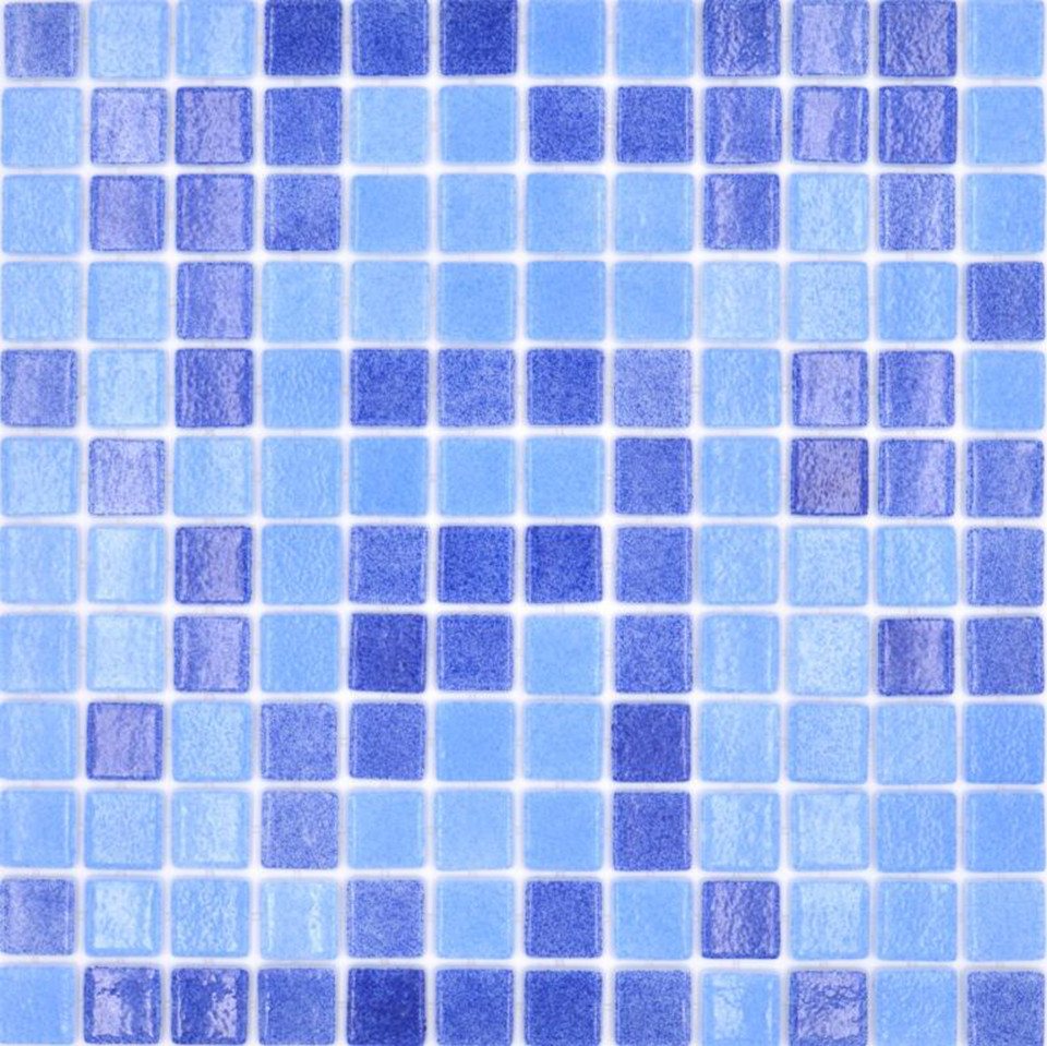 Mosani Mosaikfliesen Recycling Glasmosaik Mosaikfliesen mix blau glänzend / 10 Mosaikmatten von Mosani