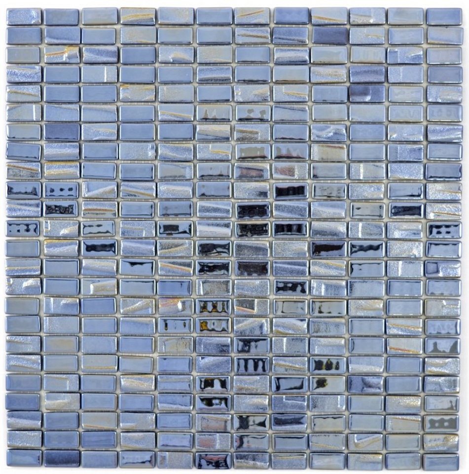 Mosani Mosaikfliesen Recycling Glasmosaik Mosaikfliesen schwarz glänzend / 10 Matten von Mosani