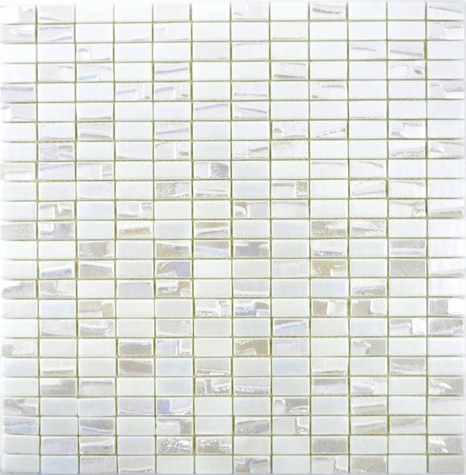 Mosani Mosaikfliesen Recycling Glasmosaik Mosaikfliesen weiß glänzend / 10 Matten von Mosani