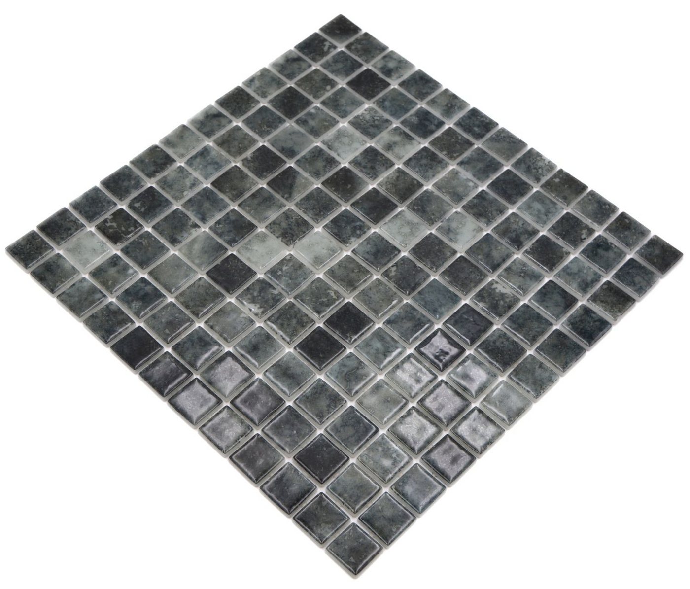 Mosani Mosaikfliesen Schwimmbadmosaik Pool Glas schwarz anthrazit changierend von Mosani