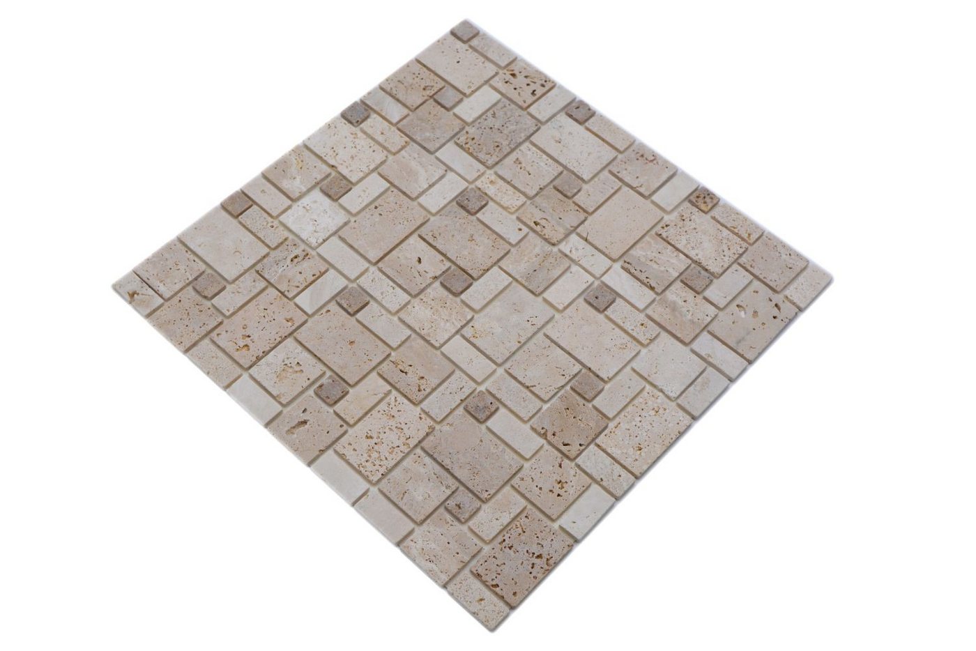 Mosani Mosaikfliesen Selbstklebend Travertin Wandfliesen Wanddekoobjekt 0,93m², Set, 10-telig, Dekorative Wandverkleidung von Mosani