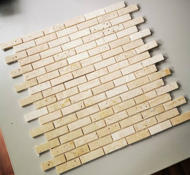 Mosani Mosaikfliesen Travertinmosaik Mosaik Selbstklebend mix beige glänzend / 10 Matten von Mosani