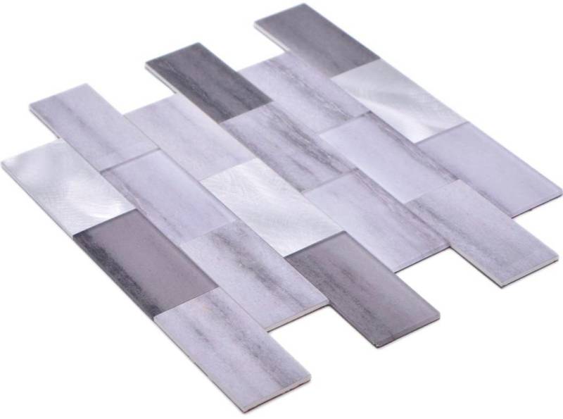 Mosani Mosaikfliesen Vinyl Mosaikfliesen Selbstklebend grau matt / 10 Matten von Mosani