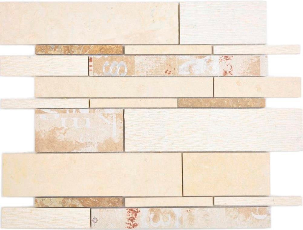 Mosani Mosaikfliesen Marmor Mosaik Fliese Keramikmosaik beige braun Wandfliese von Mosani