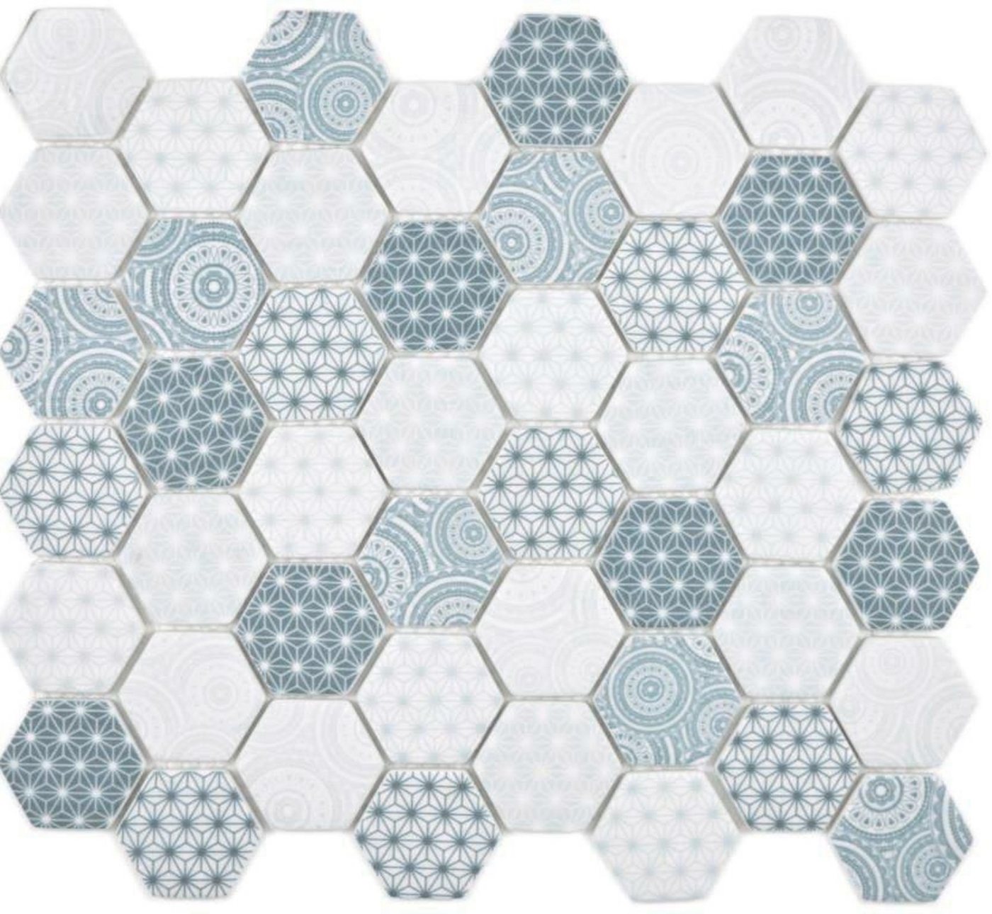 Mosani Mosaikfliesen GLAS Mosaik Hexagon ECO blau Mosaikfliese Wand von Mosani