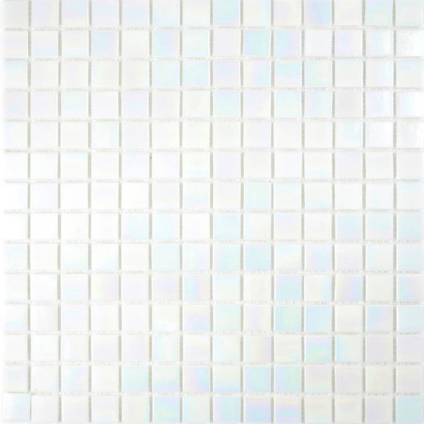 Mosani Mosaikfliesen Glasmosaik Mosaikfliesen iridium weiß glänzend / 10 Matten von Mosani