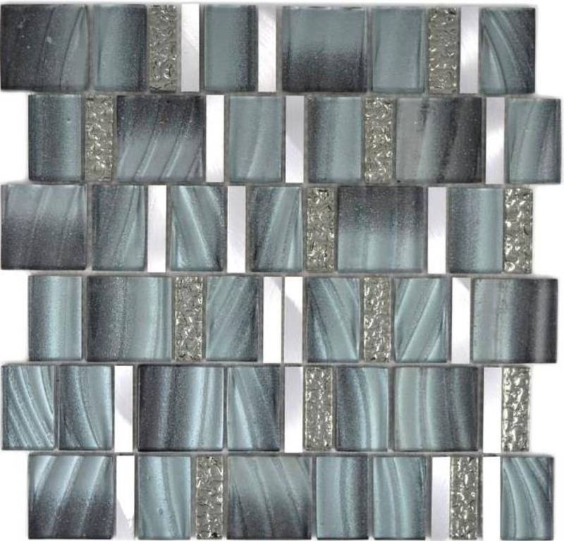Mosani Mosaikfliesen Aluminium Mosaik Glasmosaik Mosaik grau / 10 Matten von Mosani