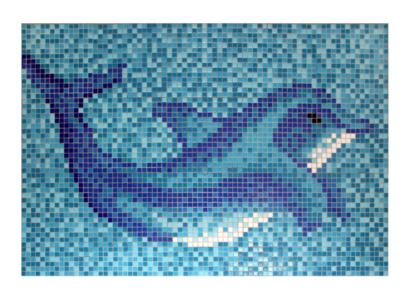 Mosani Mosaikfliesen Delphin Bild Poolboden Glasmosaik hellblau blau, Papierverklebt von Mosani