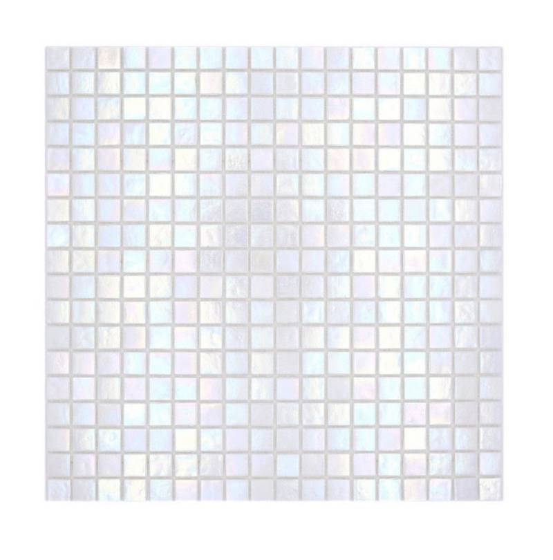 Mosani Mosaikfliesen Glasmosaik Mosaikfliesen iridium weiß glänzend / 10 Matten von Mosani
