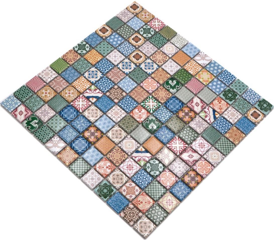 Mosani Mosaikfliesen Quadratisches Keramikmosaik Mosaikfliesen bunt matt / 10 Matten von Mosani