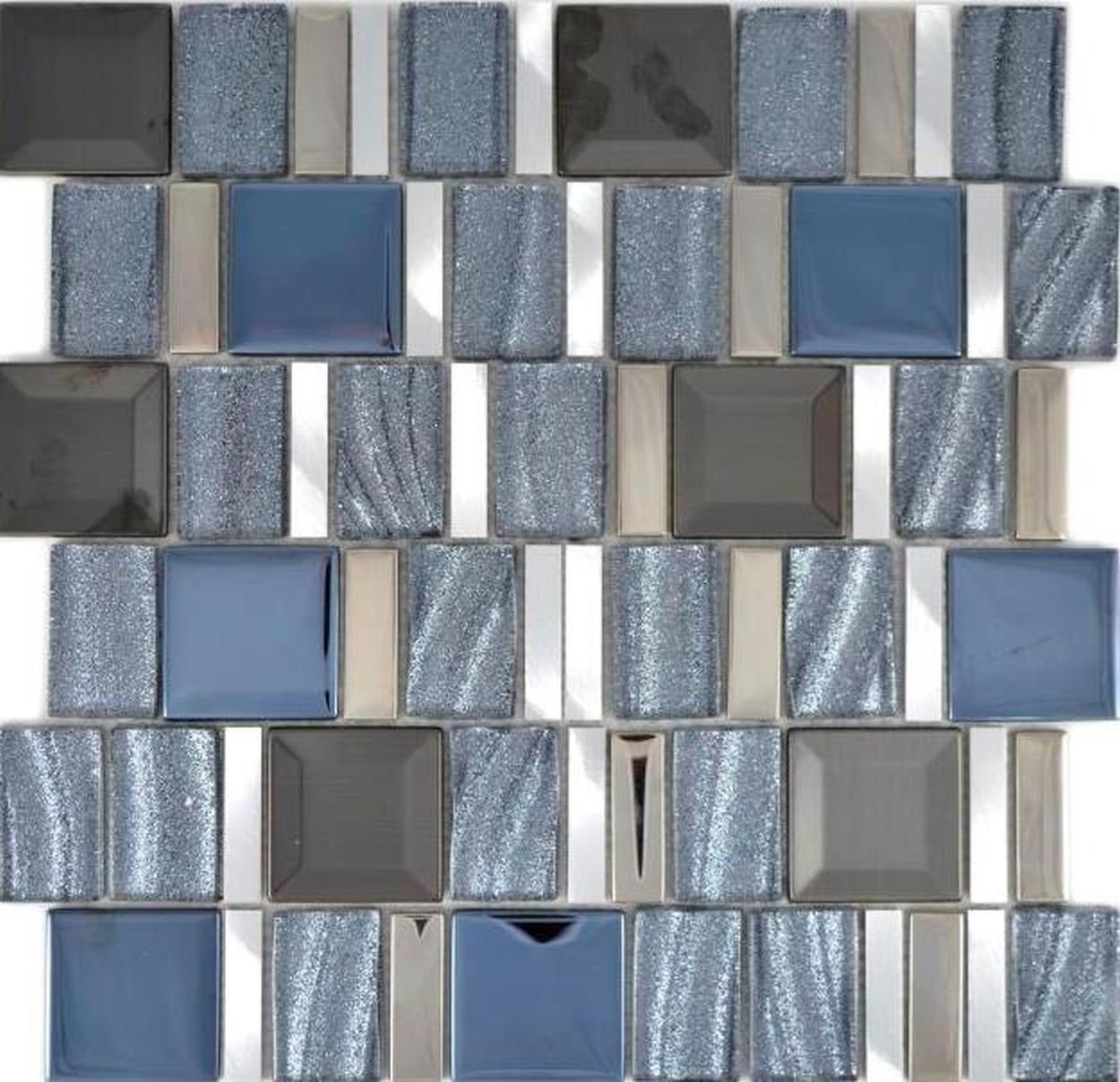 Mosani Mosaikfliesen Aluminium Mosaik Glasmosaik Mosaik silber glänzend / 10 Matten von Mosani