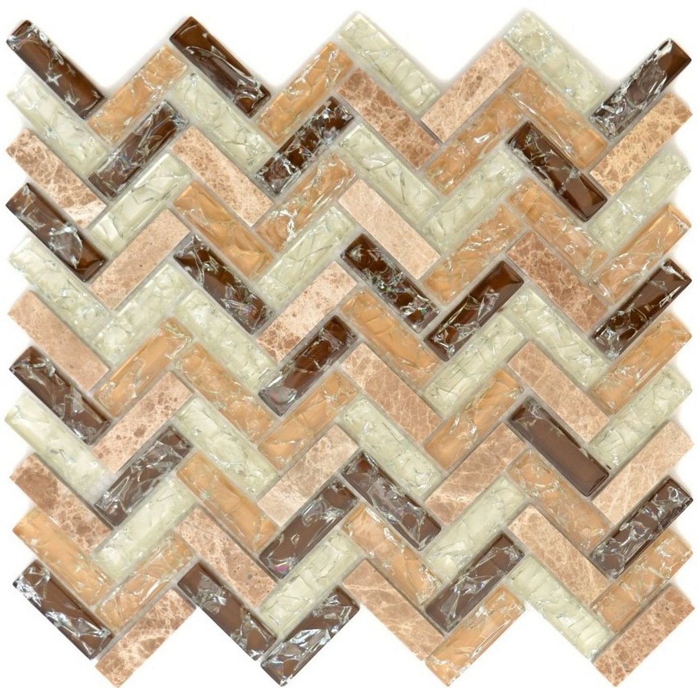 Mosani Mosaikfliesen Glas Naturstein Marmor Mosaikfliese hellbraun beige von Mosani