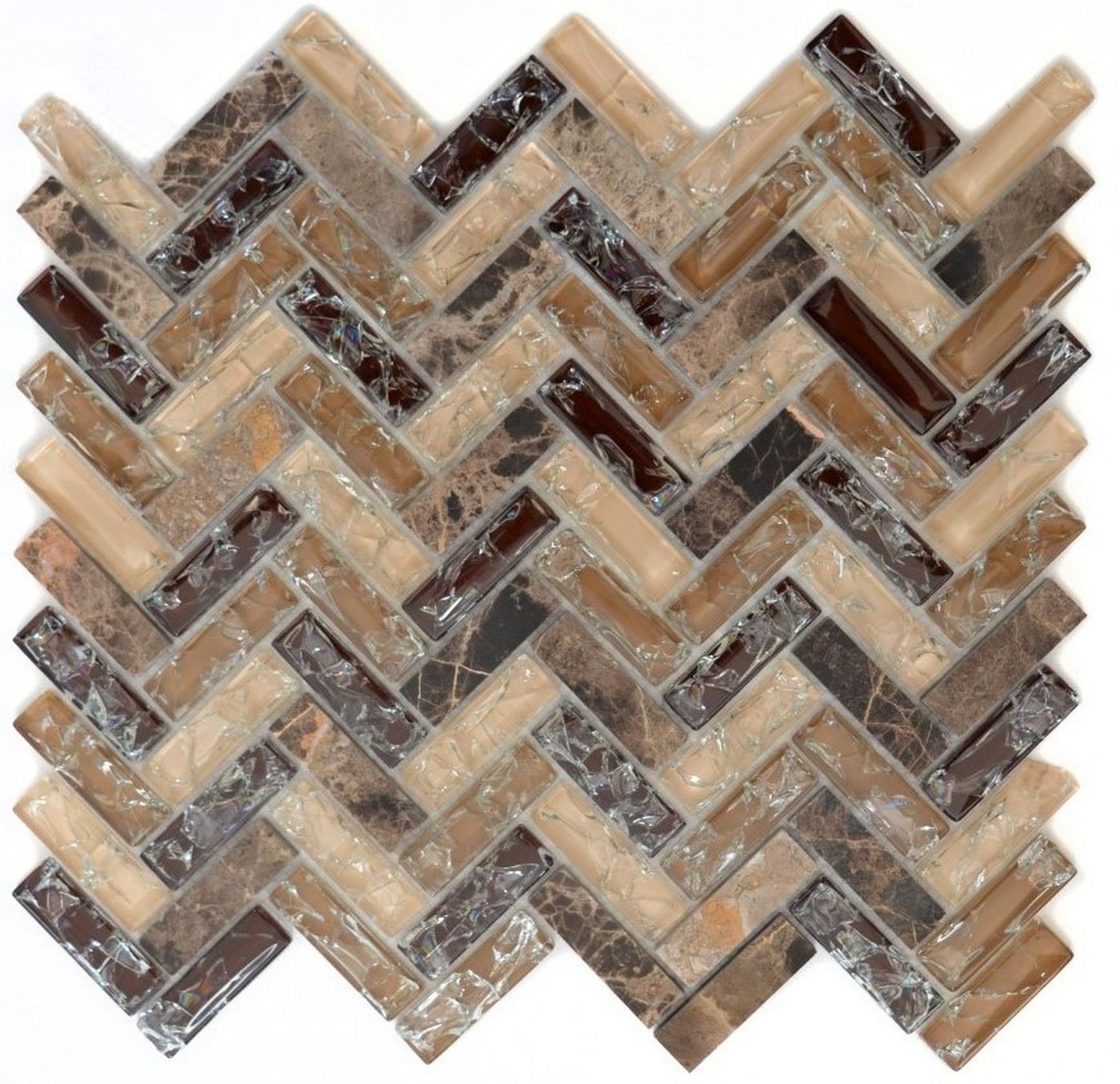 Mosani Mosaikfliesen Glas Naturstein Marmor Mosaikfliese dunkelbraun beige von Mosani