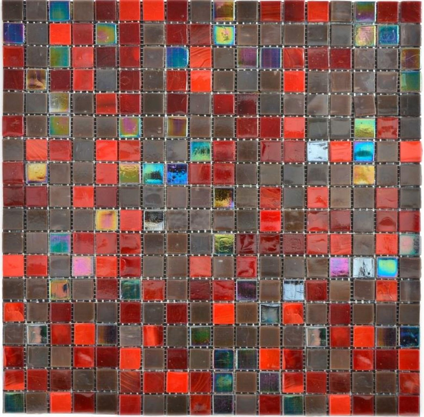 Mosani Mosaikfliesen Glasmosaik Mosaikfliesen mix braun rot glänzend / 10 Matten von Mosani