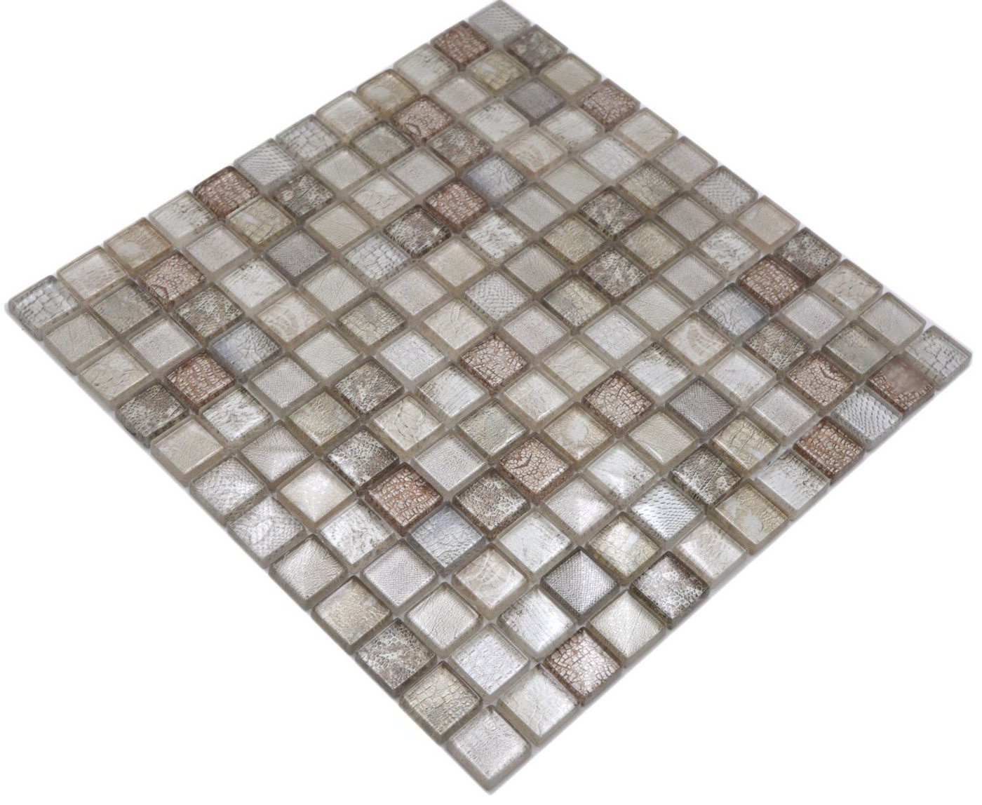 Mosani Mosaikfliesen Glasmosaik Crystal Mosaikfliesen beige glänzend / 10 Mosaikmatten von Mosani