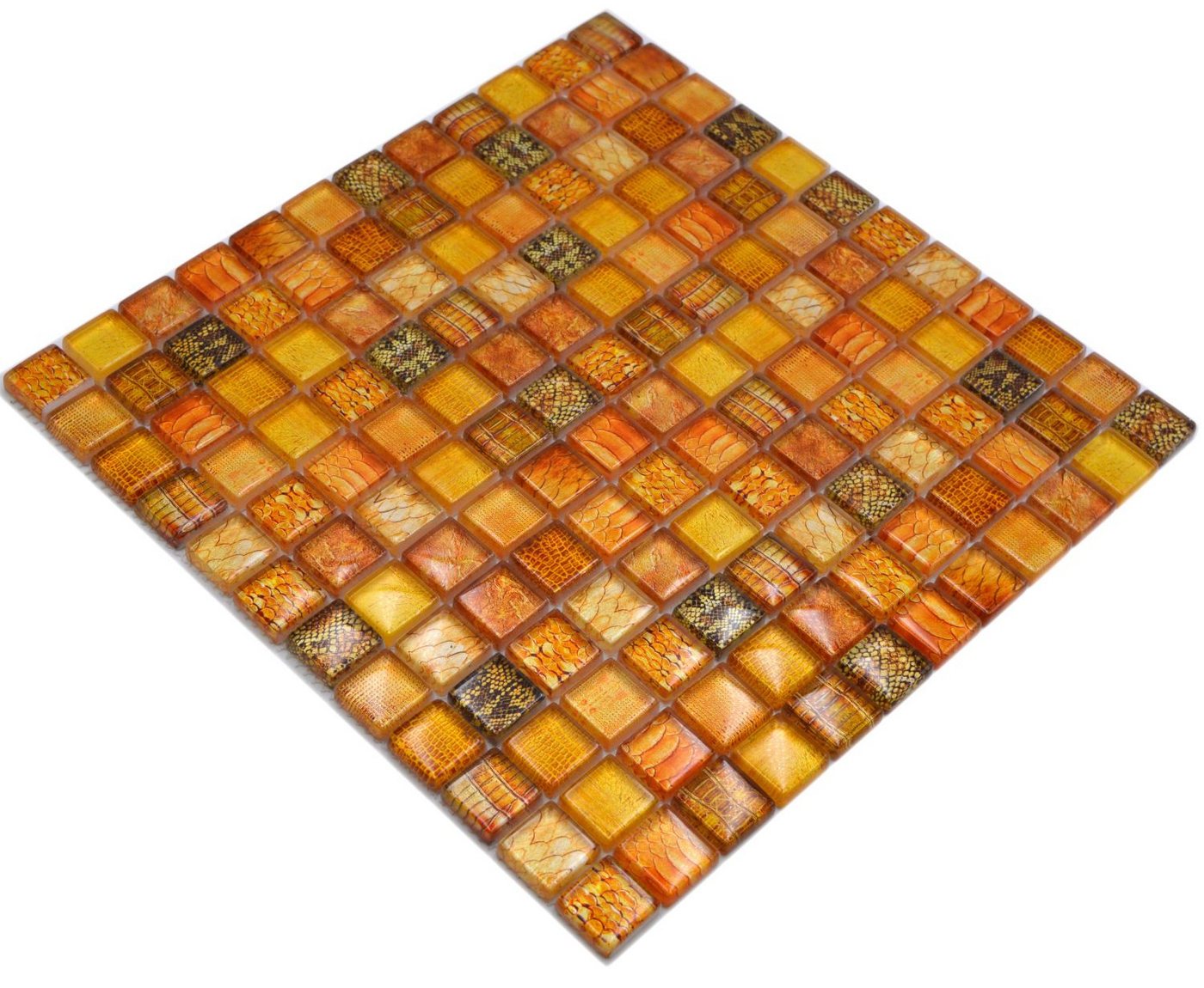 Mosani Mosaikfliesen Glasmosaik Crystal Mosaikfliesen orange glänzend / 10 Mosaikmatten von Mosani