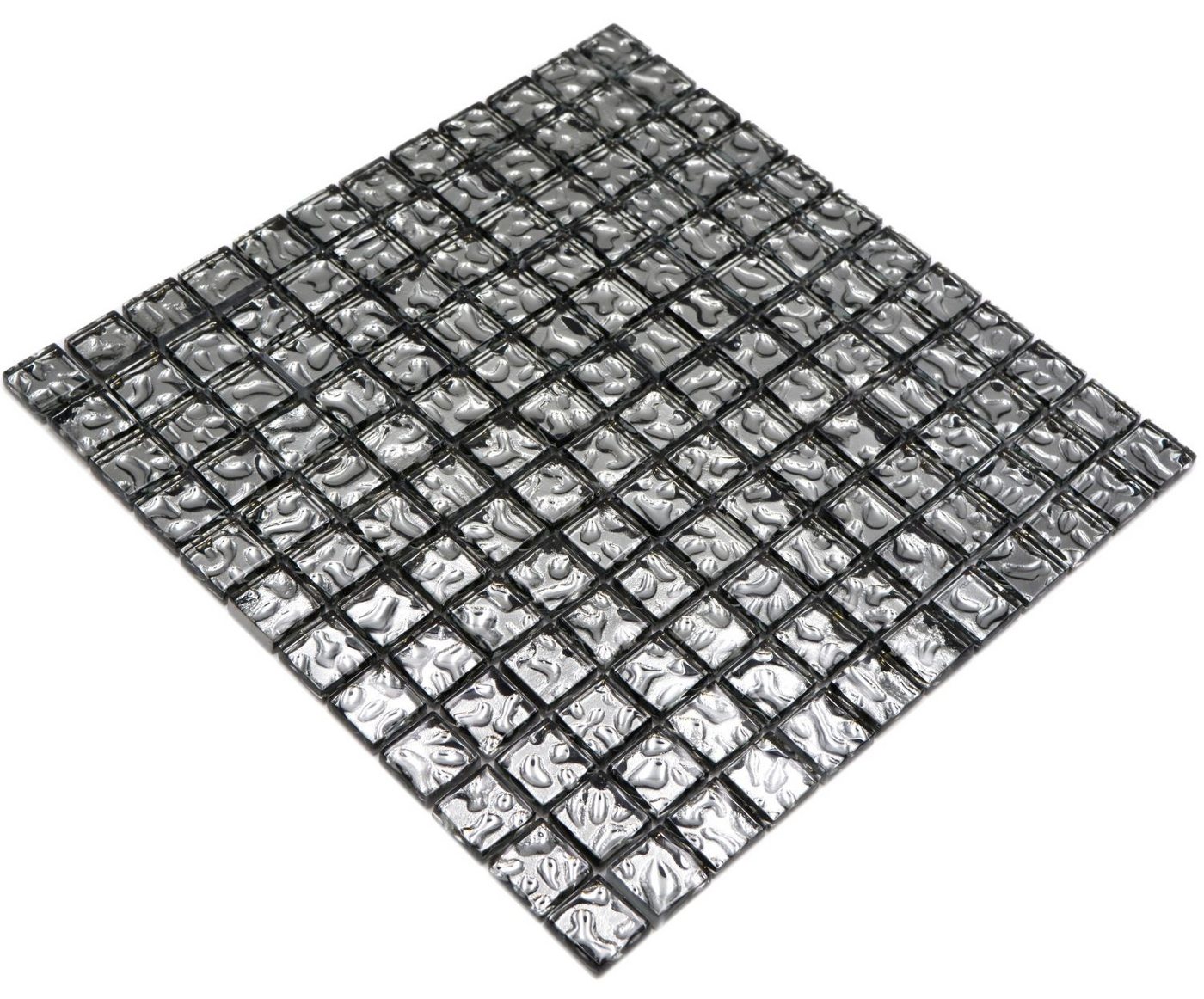 Mosani Mosaikfliesen Glasmosaik Crystal Mosaikfliesen silber glänzend / 10 Mosaikmatten von Mosani