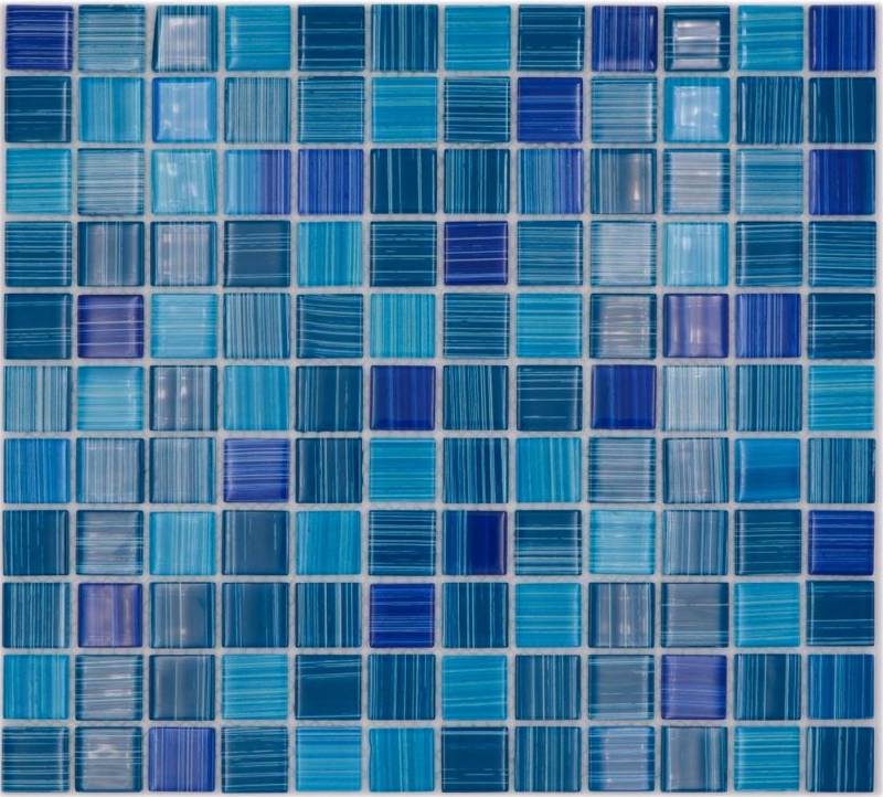 Mosani Mosaikfliesen Glasmosaik Mosaikfliesen Strich türkis blau Schwimmbadmosaik von Mosani