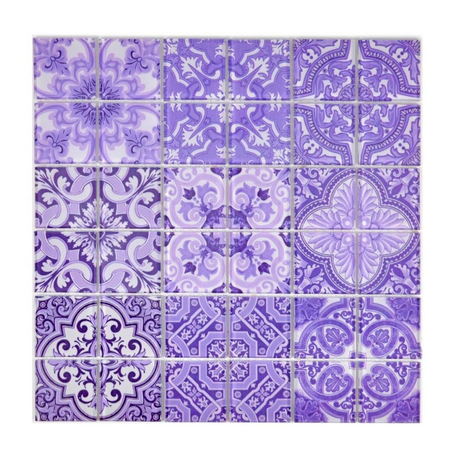 Mosani Wandfliese Glasmosaik Retro Vintage Mosaikfliesen lila violett, Dekorative Wandverkleidung von Mosani