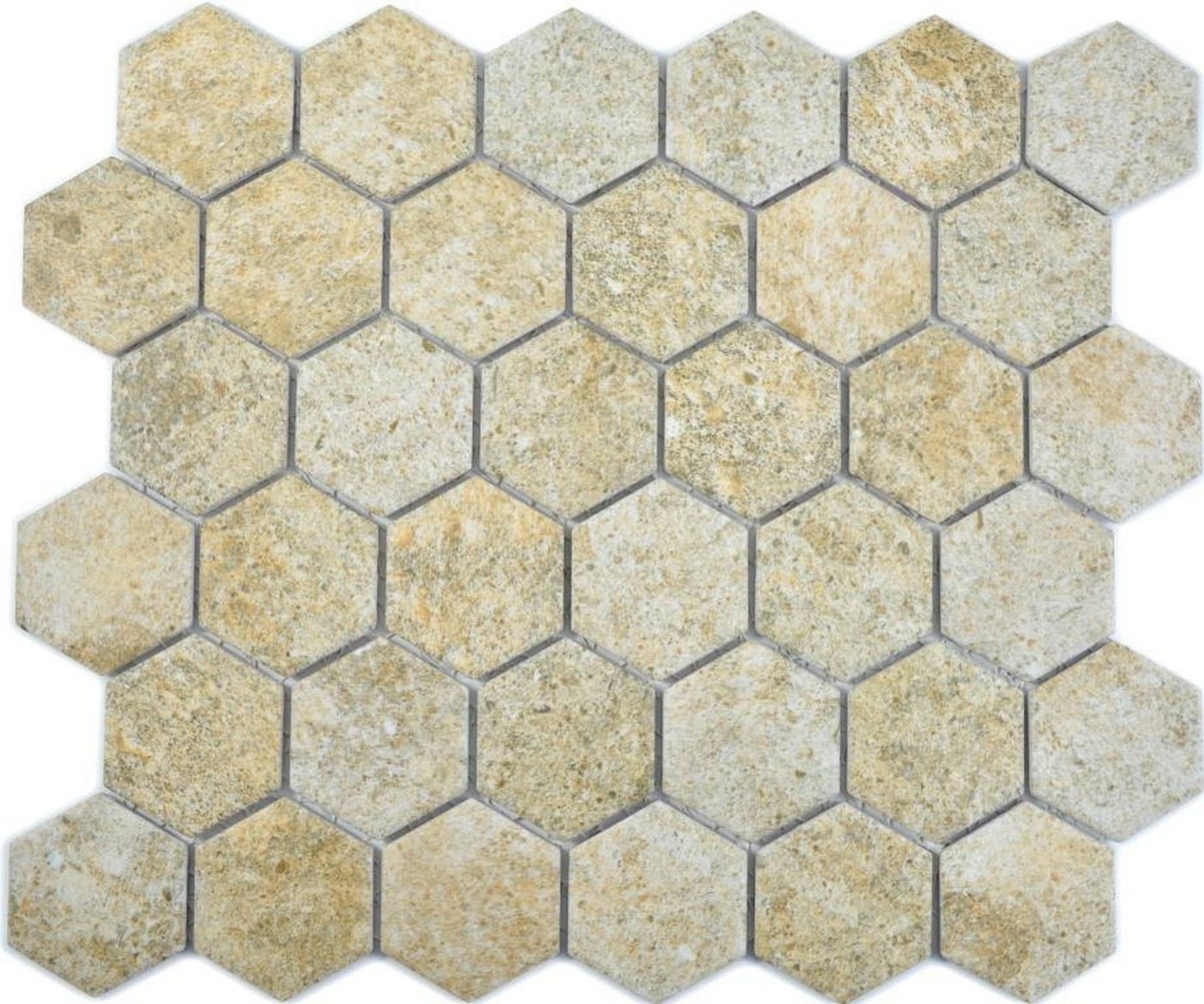 Mosani Mosaikfliesen Hexagonale Sechseck Mosaik Fliese Keramik Granit beige von Mosani