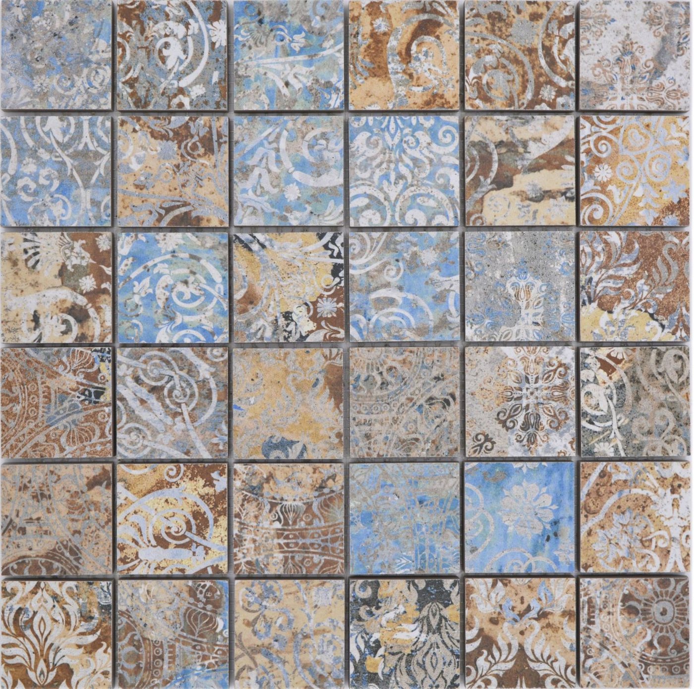 Mosani Wandfliese Keramikmosaik Feinsteinzeug stark mehrfarbig matt von Mosani