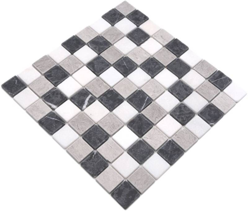 Mosani Mosaikfliesen Marmor Mosaik Fliese Naturstein beige grau schwarz Wand von Mosani