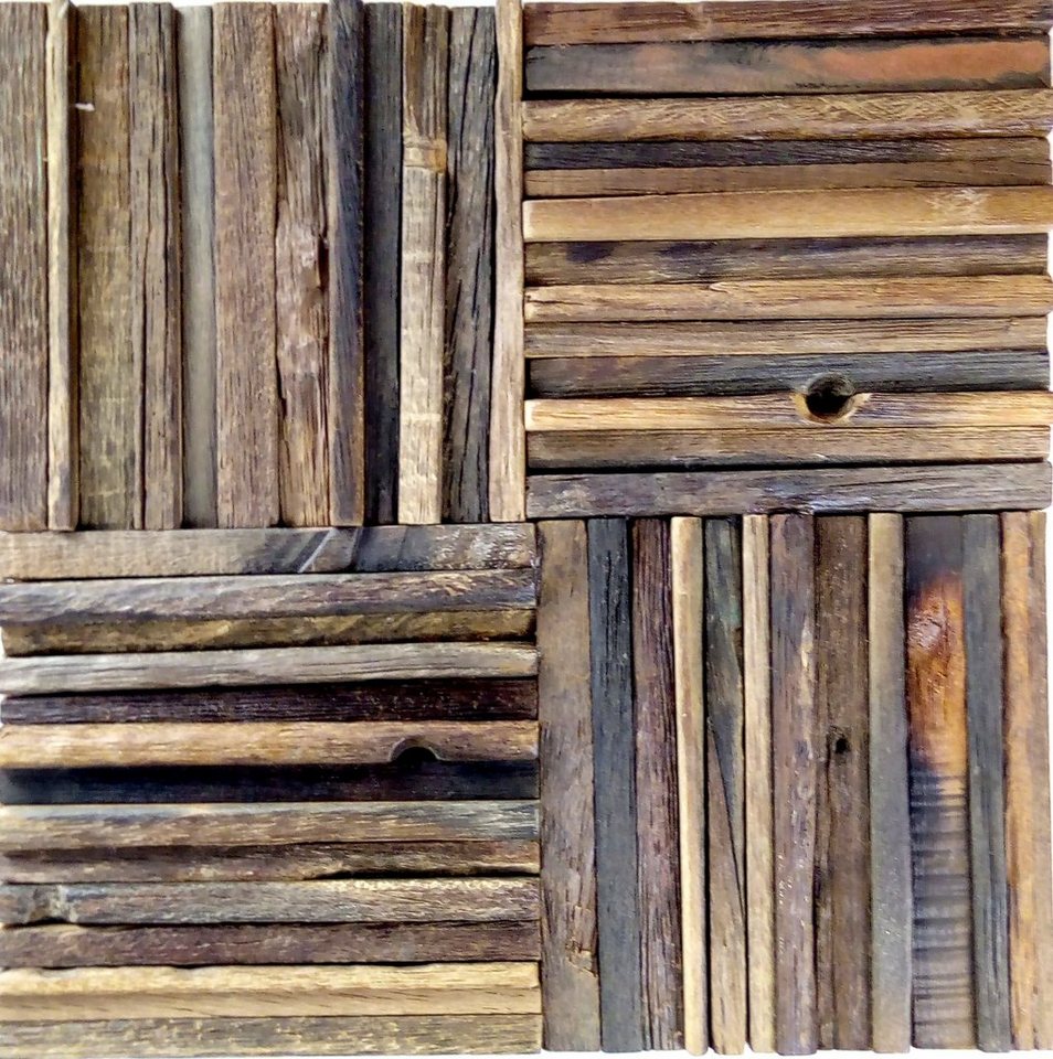 Mosani Mosaikfliesen Holzmosaik aus Bootsplanken Wood FSC Wandverkleidung von Mosani