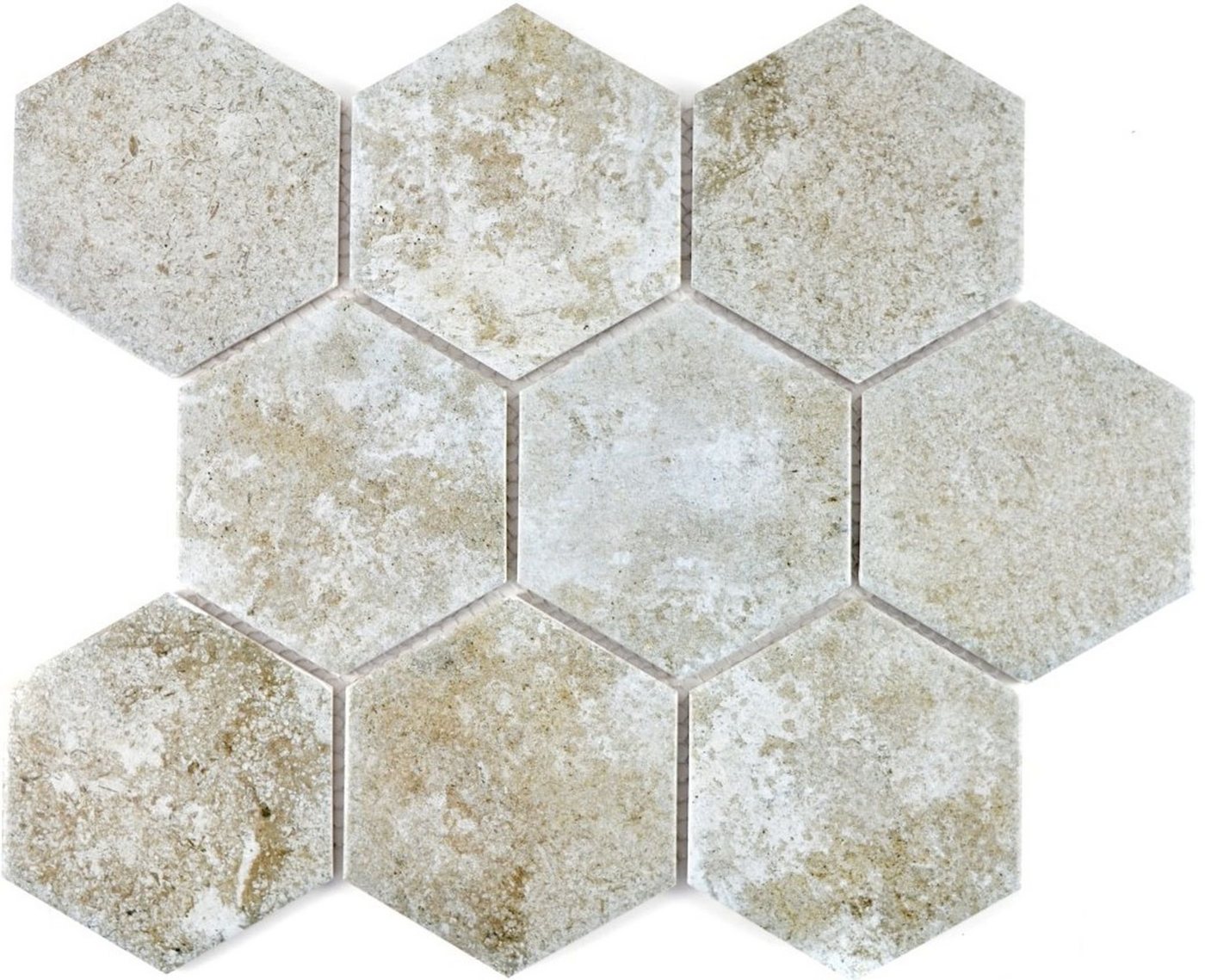 Mosani Mosaikfliesen Hexagonale Sechseck Mosaik Fliese Keramik grau Küche Fliese WC Wand von Mosani