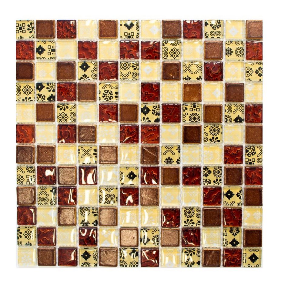 Mosani Mosaikfliesen Kunststein Rustikal Mosaikfliese Glasmosaik Resin beige von Mosani