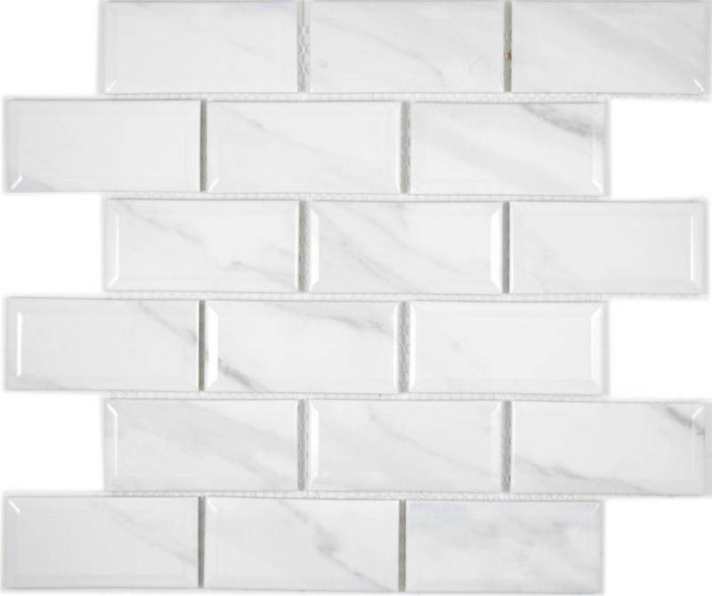 Mosani Mosaikfliesen Keramikmosaik Mosaik weiß carrara glänzend / 10 Matten von Mosani