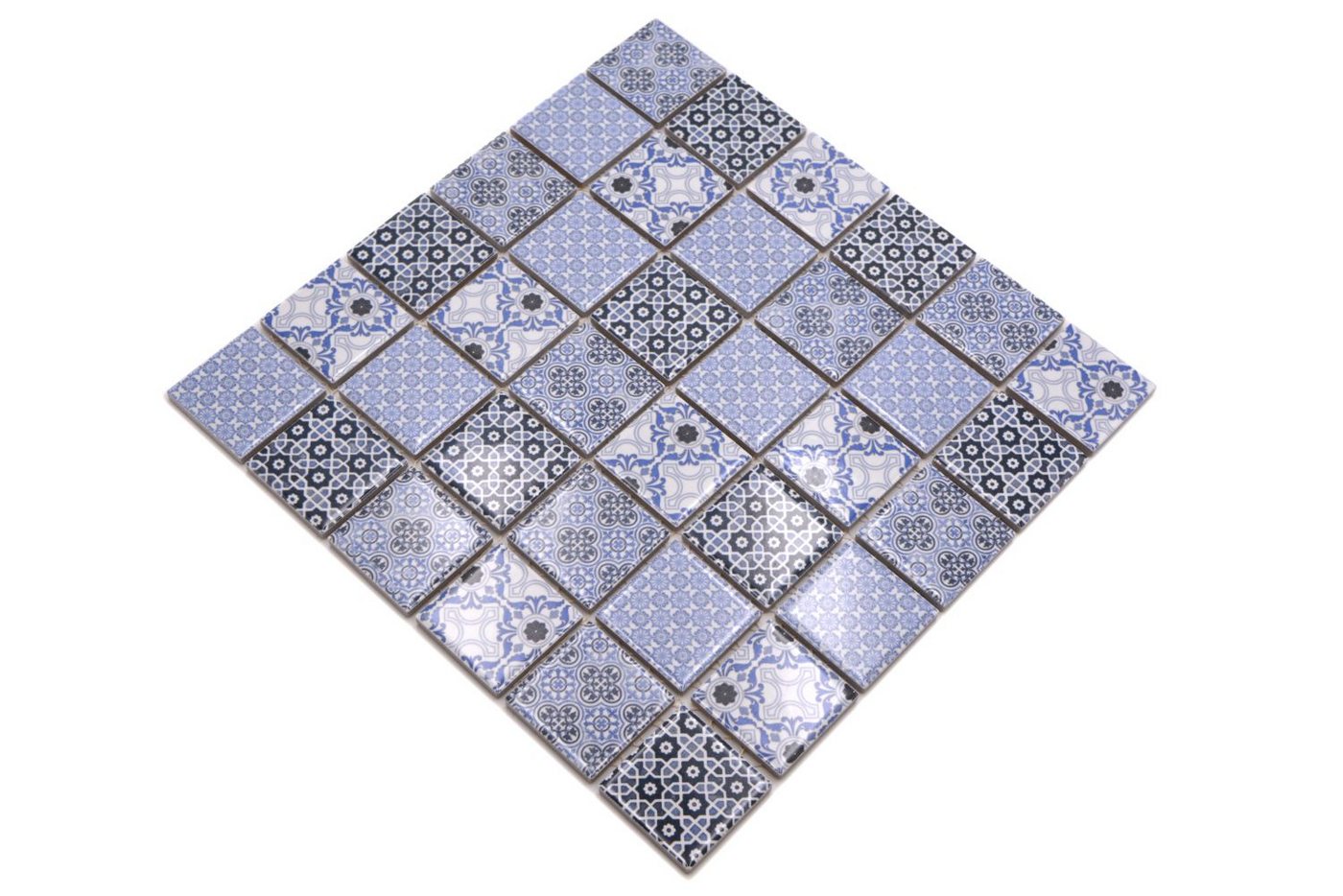 Mosani Mosaikfliesen Keramikmosaik Mosaikfliesen blau glänzend / 10 Mosaikmatten von Mosani