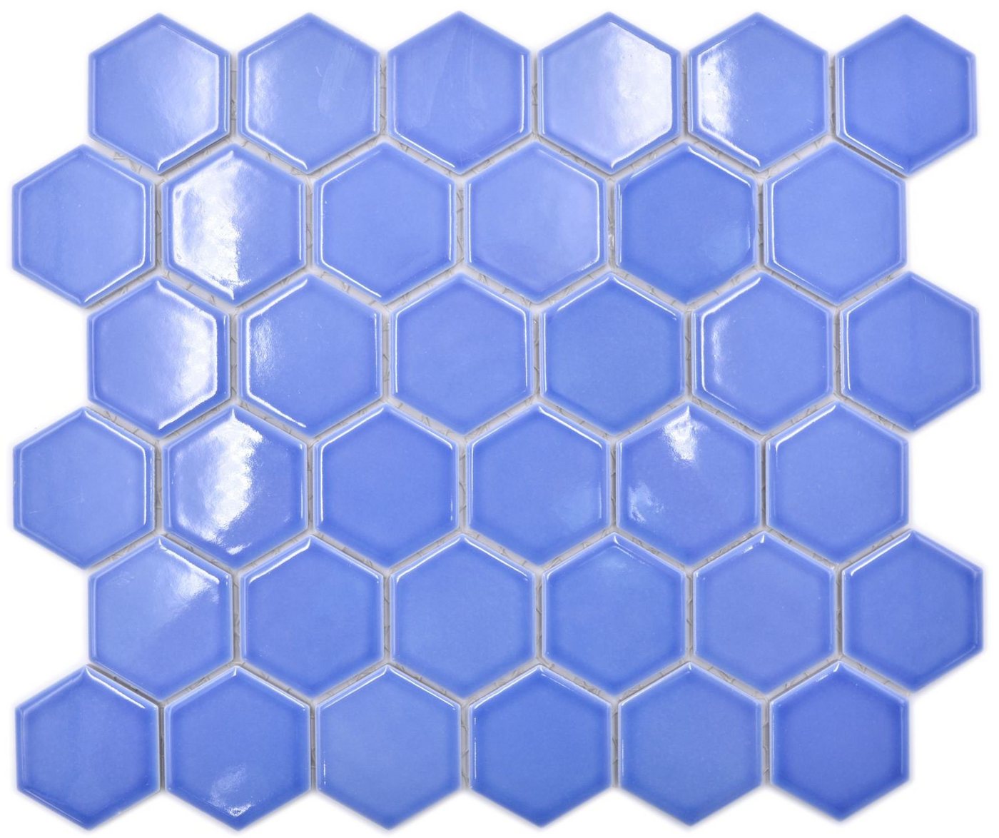 Mosani Mosaikfliesen Keramikmosaik Mosaikfliesen hellblau glänzend / 10 Mosaikmatten von Mosani