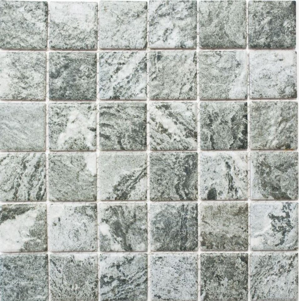 Mosani Mosaikfliesen Keramik Mosaik Fliese Natursteinoptik grau Struktur Bad von Mosani