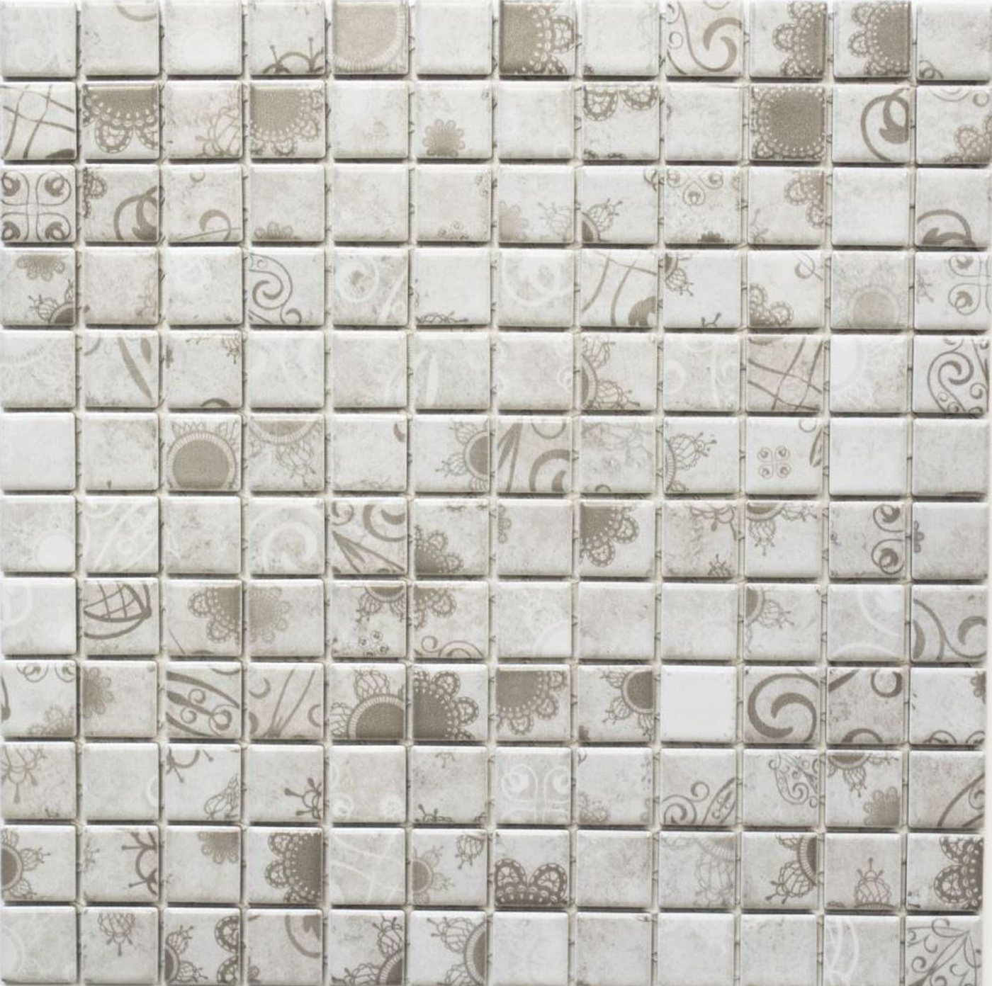 Mosani Mosaikfliesen Keramik Mosaik Retro Vintage grau Khaki Mosaikfliese Fliesenspiegel von Mosani