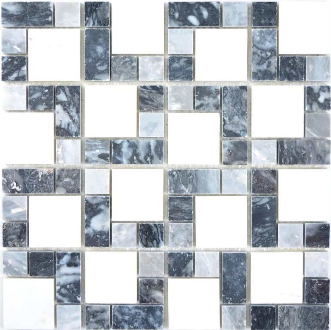 Mosani Mosaikfliesen Marmor Mosaik Fliese schwarz grau weiß anthrazit von Mosani