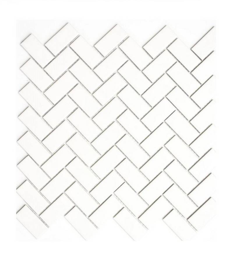 Mosani Mosaikfliesen Rechteckiges Keramikmosaik Mosaikfliesen weiß matt / 10 Matten von Mosani