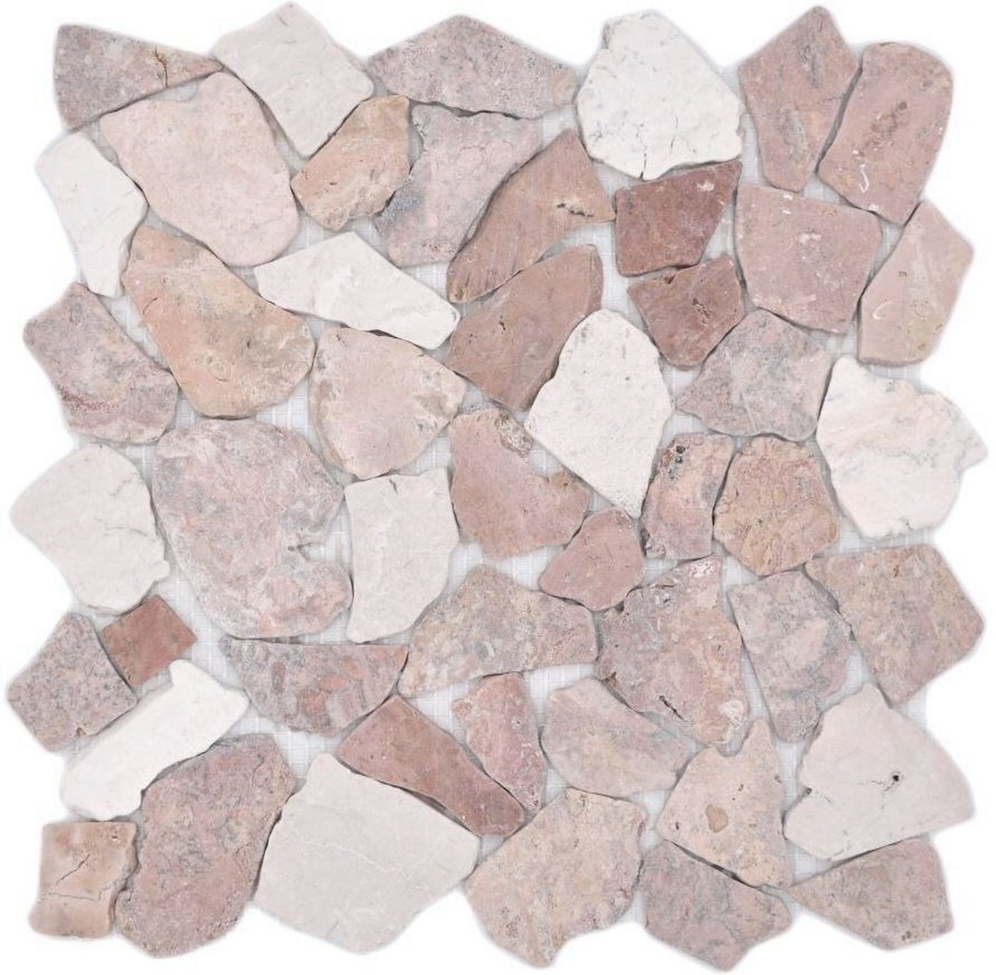 Mosani Bodenfliese Mosaik Bruch Marmor Naturstein beige rot Polygonal Cream Küche von Mosani