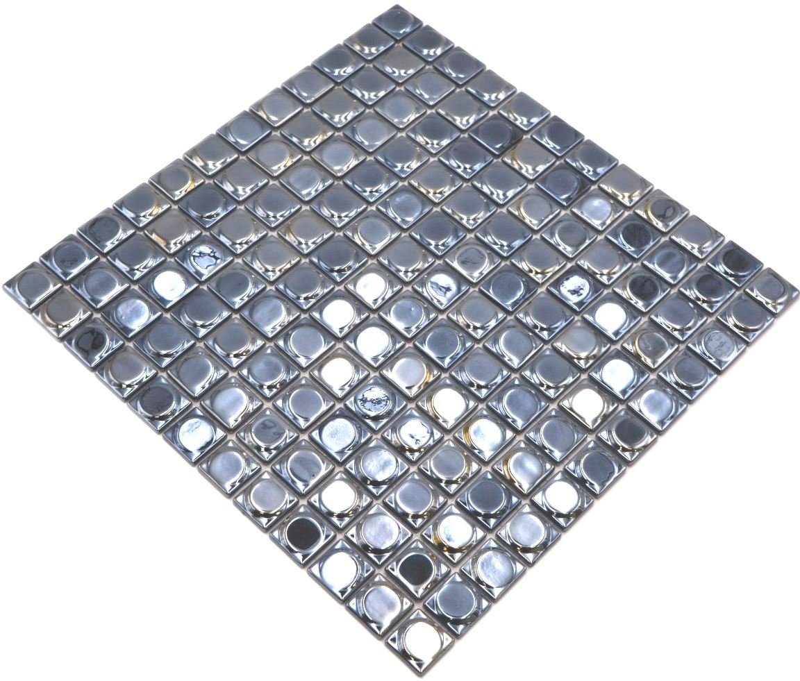 Mosani Mosaikfliesen Recycling Glasmosaik Mosaikfliesen schwarz glänzend / 10 Matten von Mosani