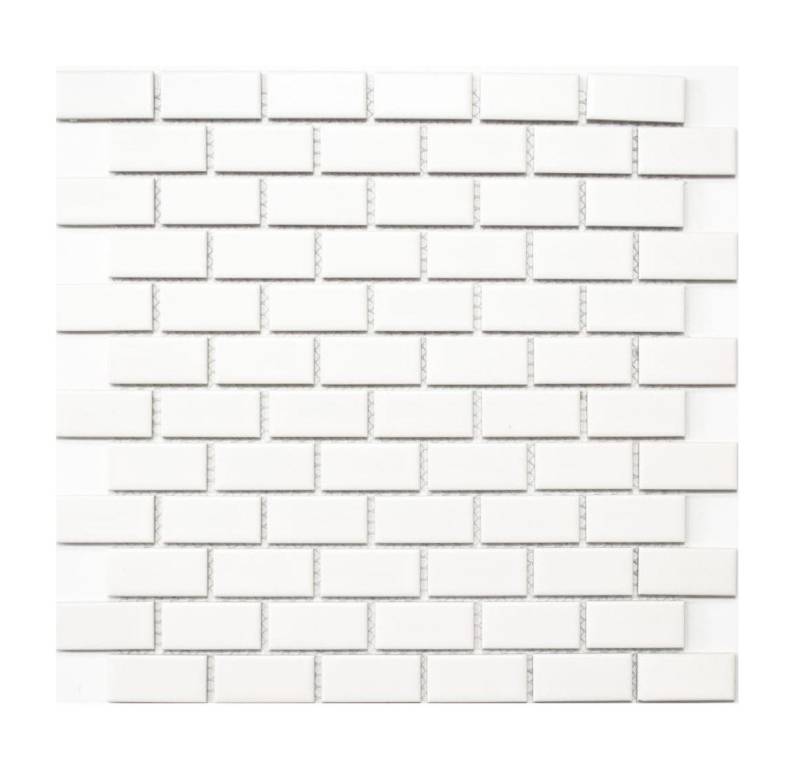 Mosani Mosaikfliesen Keramikmosaik Mosaikfliesen weiß matt / 10 Mosaikmatten von Mosani