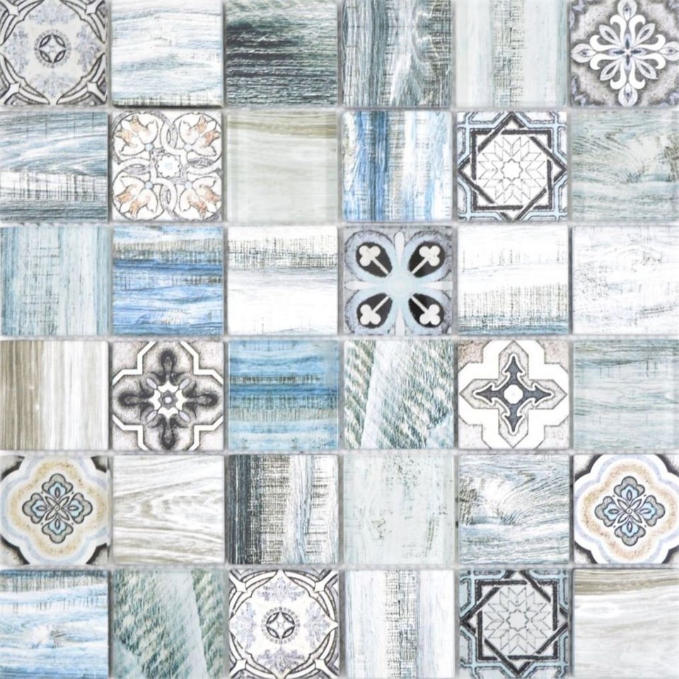 Mosani Mosaikfliesen Mosaikfliese Patchwork mix hellblau azzurro von Mosani