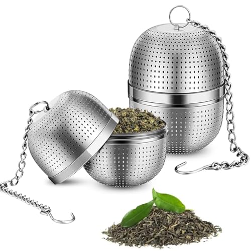 Moseem Teeei für Losen Tee, Tee ei Teesieb Edelstahl 2er Teekugeln Tee ei Sieb 304 Edelstahl Teesieb für Tasse für die Meisten Tasseteekanne Teefilterhalt Teehalter Gewürzei für Teekannen von Moseem