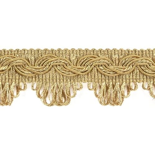 Luxus Posamentenborte 20m Breite 3,5 cm Farbe Gold Brokatborten Dekoborte Bordüre Borte mit Posamenten Fransen Brokat Spitze Bordüre Antik Jugendstil Barock (DE) von Mosel Avenue Art & Gobelin Studio