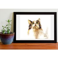 Aquarell Kunstdruck Katze Kunst Tier Zeichnung Wand Fine Art Print Illustration Geschenk Farbigebleistift Pet Portrait von MoselArtandCarvings