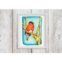 Kunstdruck Vogel Kunst Robin Wand Wald Tier Home Decor Liebhaber Geschenk Stierfink Zeichnung Giclée Artprint Bunte Deco Housewarminggeschenk von MoselArtandCarvings