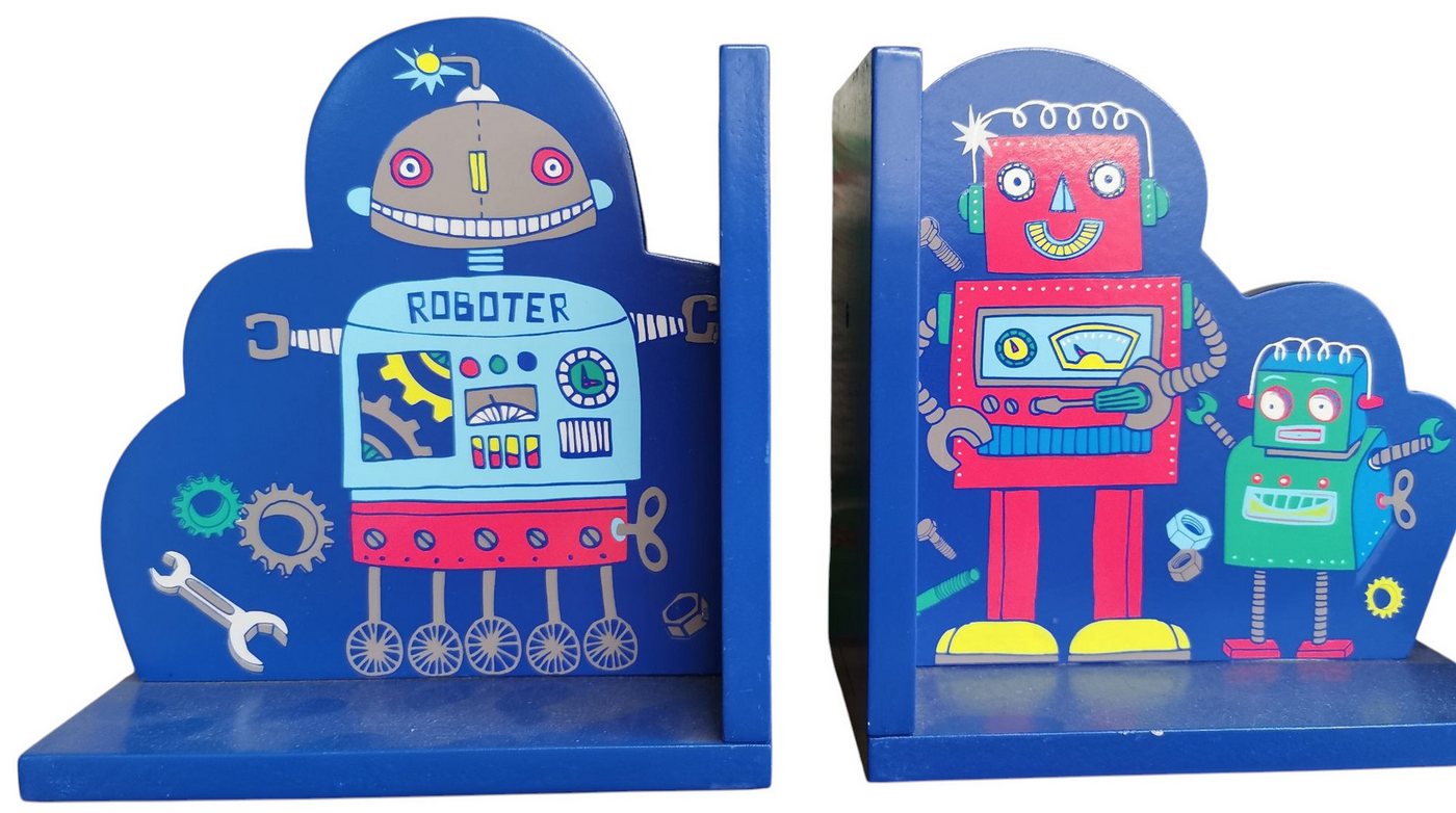 Moses. Verlag Buchstütze Kinder-Buchstützen-Set Roboter - Dekoration fürs Kinderzimmer (Buchstützen-Set, 2er Set) von Moses. Verlag