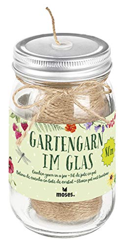 moses 87128 Blatt & Blüte Gartengarn im Glas | 80 m Garn aus Jute | Für Garten Balkon und Terrasse von moses