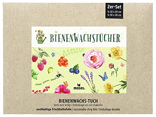 moses. 2er Set Blatt & Blüte Bienenwachstücher - nachhaltige Verpackung für Lebensmittel Umwelt-freundliche Alternative zu Frischhalte- und Alu-Folie 87155 Bunt von moses