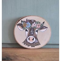 Glasuntersetzer Untersetzer - Geschenk Alpen Berge Allgäu Kuh Blumenkranz von Gefuelswerkstatt