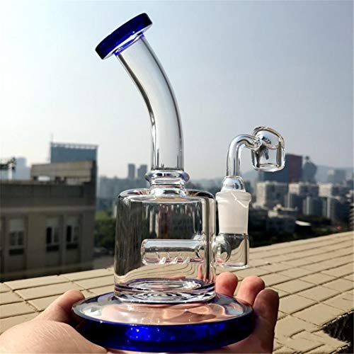 6 Zoll Mini Oil Dab Rigs Inline Perc Dickglas Bong 14mm Joint Wasserrohr Mit Quarz Banger (Blau) von RORA