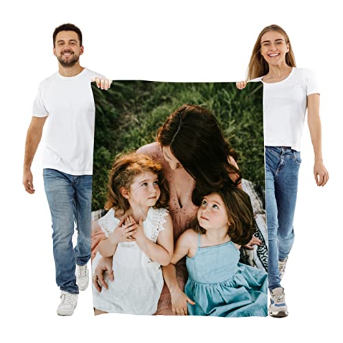 Mositoni Fotocollage personalisierte weiche Fleece-Decke mit 1 Bilder Foto Wurfhochzeits-Geburtstagsgeschenk für Baby-Freund Erwachsenen und Haustier(80x120cm) von Mositoni